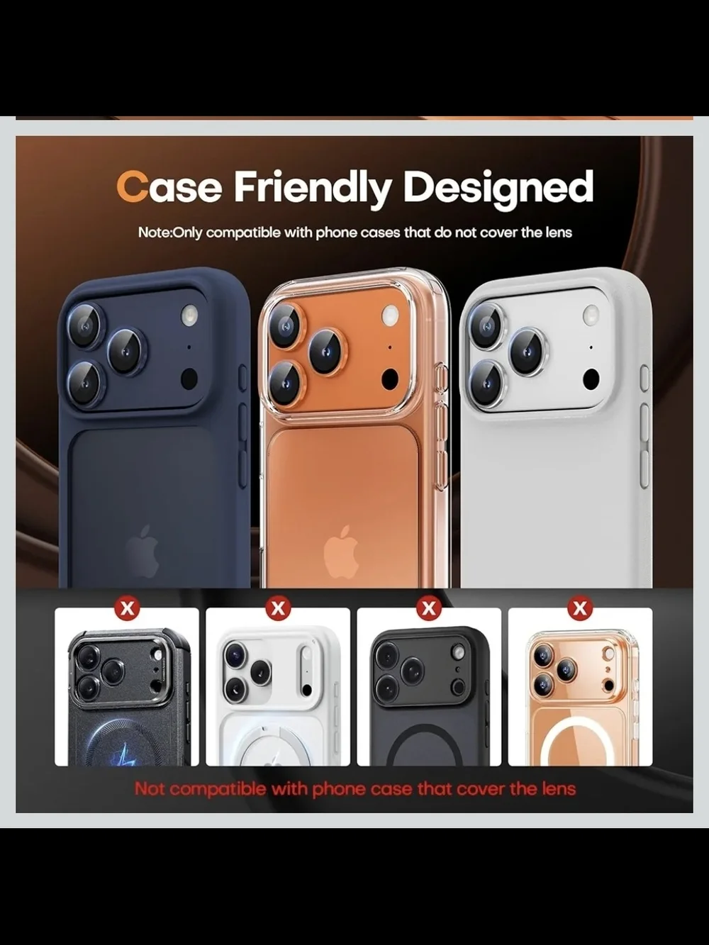 Orange Metallic Camera Jeluse iPhone 17 Pro Max Camera Lens Protector